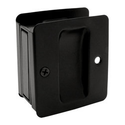 Designers Impressions - Matte Black Pocket Door Passage, 53898 - Pocket Door Hardware