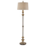 Uttermost - Uttermost Vetralla Silver Bronze Floor Lamp - This Floor Lamp Features Heavily Burnished Textured Silver Details, Paired With Antiqued Silver Champagne Accents And A Crackled Dark Bronze Foot. The Tapered Round Hardback Shade Is An Ivory Linen Fabric.