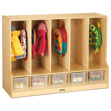 Toddler 5 Section Coat Locker With Step