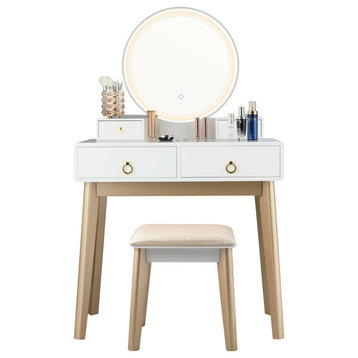 Costway Makeup Vanity Table 3 Color Lighting Modes Jewelry Dressing