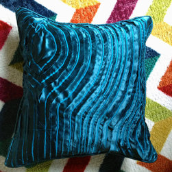 Waves Hand Cut & Embroidered Silk Pillow - Decorative Pillows