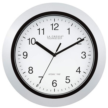 Atomic Analog WT-3102S-INT Wall Clock, 10", Silver