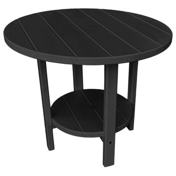 Phat Tommy Round Outdoor Dining Table, Poly Lumber Furniture, Black