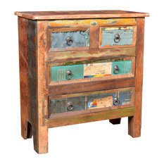 vidaXL Solid Reclaimed Wood Cabinet 4 Drawers Vintage Sideboard Storage Unit