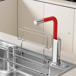 Red Full Copper 360&deg;Swivel Single Handle Pull Out Kitchen Tap FR0999 - Kitchen Fixtures