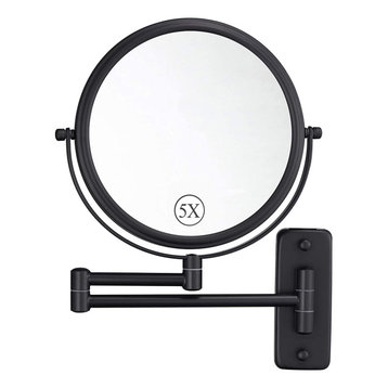 Wall mount 8" Two sided swivel magnification mirror, Matte Black
