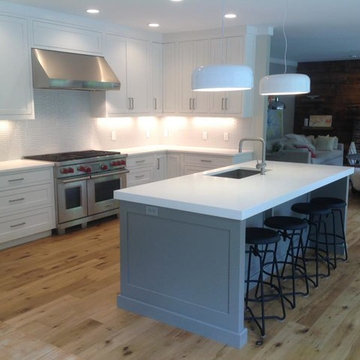 Blond floors/ white cabinets, kitchen