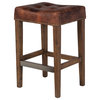 Ash Counter Stool, Vintage Brown Leather
