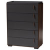 Dolores Contemporary Two-Tone Gray and Walnut 5-Drawer Chest