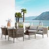 Safari 4-Piece Outdoor Aluminum and Rope Seating Set With Beige Cushions