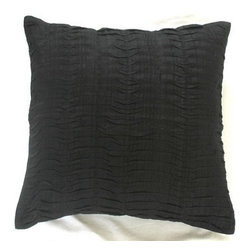 Black pleated silk pillow cover - Products