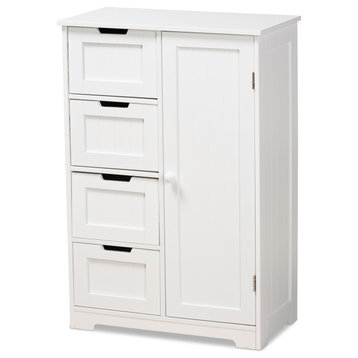 Bauer Modern White Finished Wood 4-Drawer Bathroom Storage Cabinet