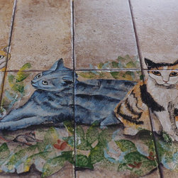 Roman Shower Design with Cats - Artwork