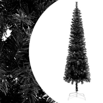 vidaXL Christmas Tree Decoration Artificial Slim Xmas Tree with Stand Black