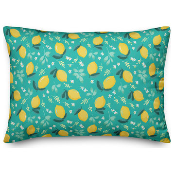 Lemon  Teal 14x20 Spun Poly Pillow