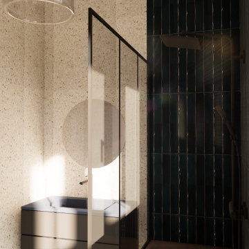 Simulation 3D + chiffrage de travaux d'une salle de bain à Guilvinec (Finistère,