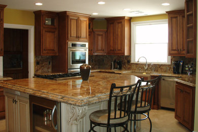 Example of a large tuscan kitchen design in Los Angeles