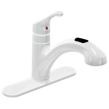 Moen CA87316W Renzo™ One-Handle Low Arc Pullout Kitchen Faucet, Glacier