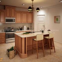 Kitchen 3D Interior Rendering - Tablecloths