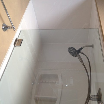 Shower replacement- After, note the walls extended to capped ceiling