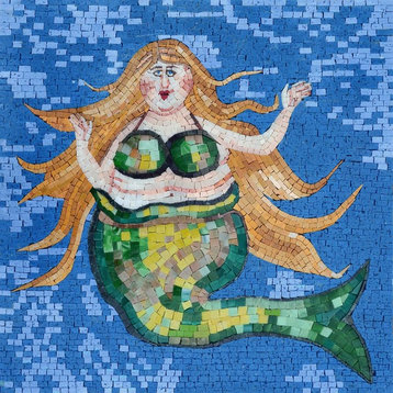 Mosaic Designs, Green Mermaid, 35"x35"