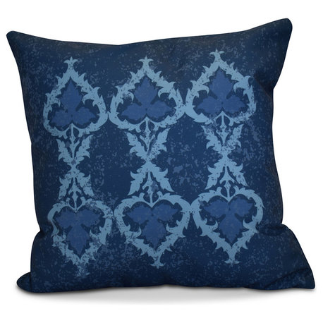 Ananda Geometric Print Pillow, Navy Blue, 18"x18"