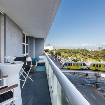 Downtown Miami Balcony Design with Bayfront Park and Cruise Port Views