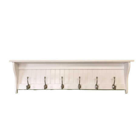 Hanging Wall Wooden Coat Rack 48” With English Satin Chrome Hooks