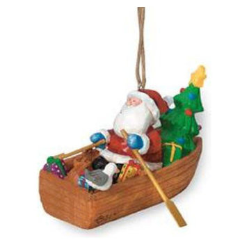 Cape Shore Santa Delivering Gifts in Dory Boat Holiday Christmas Ornament Resin