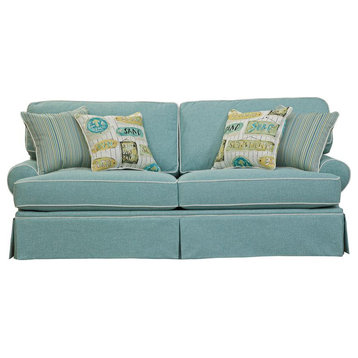 American Furniture Classics Coastal Aqua Sofa with Four Accent Pillows