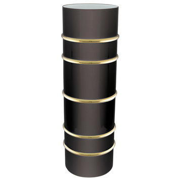 Arienne Cylinder Vase, Black and 24k Gold