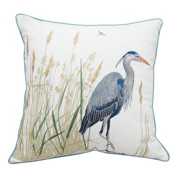 Great Blue Heron Embroidered Indoor/Outdoor Pillow