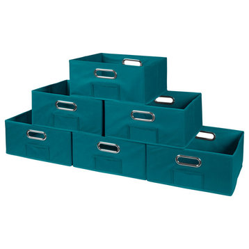Niche Cubo Set of 6 Half-Size Foldable Fabric Storage Bins- Teal