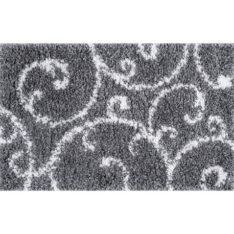 Benji Transitional Floral Gray Scatter Mat Rug, 2'x3'