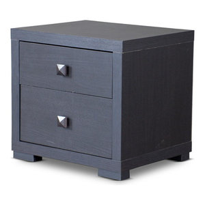 Espresso Silvertone Nightstand Transitional Nightstands And Bedside Tables By Imtinanz Llc