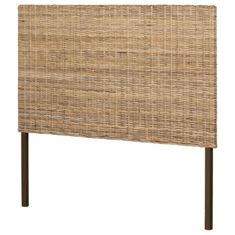 South Shore Avilla Rattan Queen Headboard in Beige