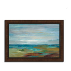 42 x 30 Wispy Clouds by Silvia Vassileva- Wood Framed Print Wall Art Multi-Color