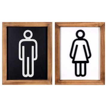 Stratton Home Decor Set of 2 His and Hers Bathroom Wall Art