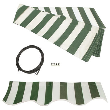 Awning Fabric for Retractable Awning, Green, White, 20'x10'