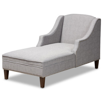 Deon Modern and Contemporary Gray Fabric Upholstered Wenge Brown Chaise Lounge