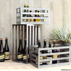Roost Ouray Galvanized Crates - Set/3 **Next Day Shipping From Roost  - SKU: ME6 - Media Racks And Towers