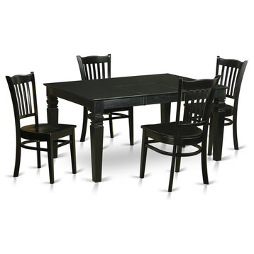5-Piece Small Kitchen Table Set for Dinette Table and 4 Dining Chairs