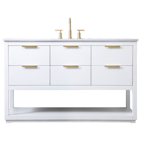 Louie 54" SIngle Bathroom Vanity, White