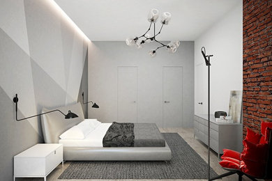 Концепт спальной комнаты в стиле лофт