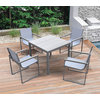 5-Piece Bistro Dining Set, Gray Powder Coated, Table With 4 Chairs