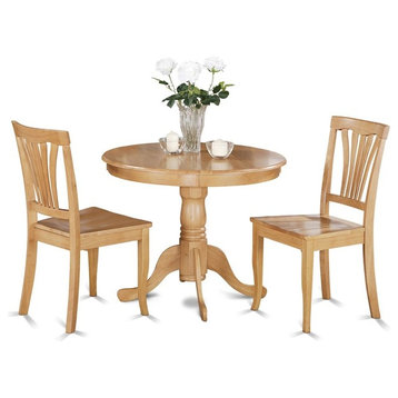3-Piece Kitchen Small Table and 2 Chairs, Oak