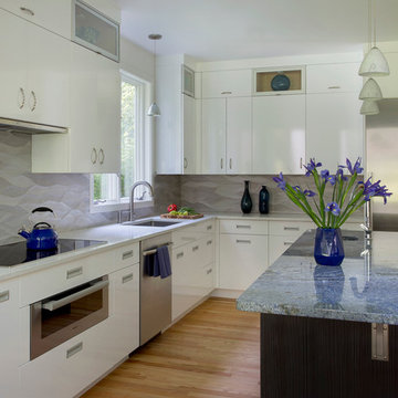 White, Waves and Blue Kitchen