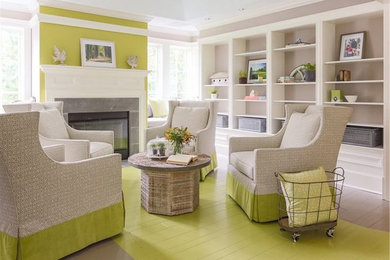 Transitional living room photo in Boston