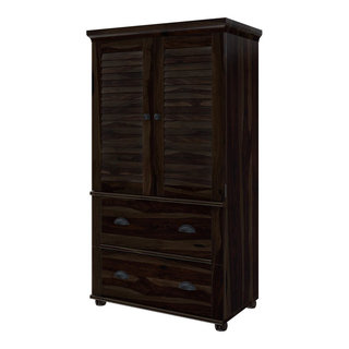 Indiana Rustic Solid Wood Wardrobe Armoire With Drawers And Shelves