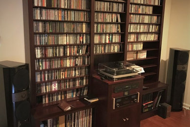 Custom Audio Entertainment System Cabinet, CD and Vinyl Album Storage Shelves